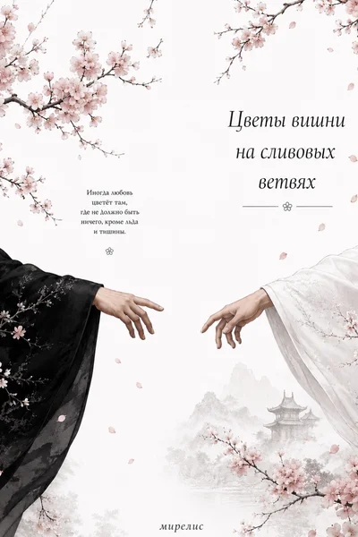 Цветы вишни на сливовых ветвях