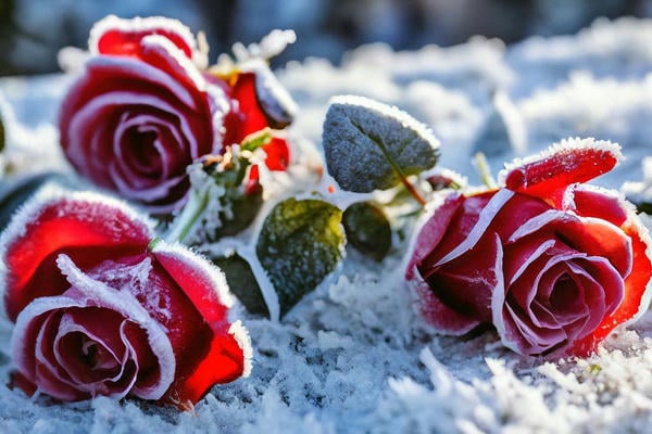 Roses in the snow