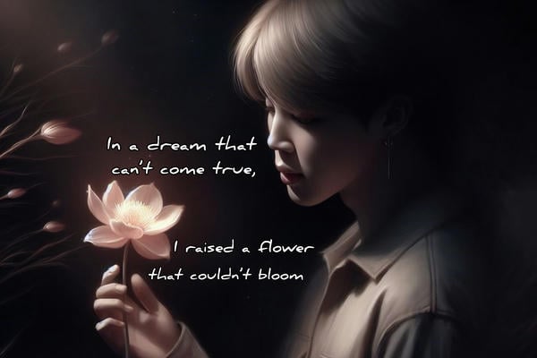 In a dream that can’t come true, I raised a flower that couldn’t bloom/В мечте, которой не суждено сбыться, я вырастил цветок, который не смог расцвести.