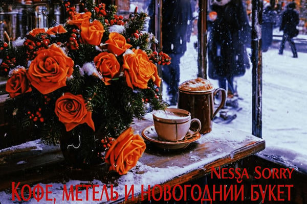 Кофе, метель и новогодний букет