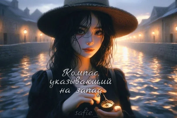 Компас, указывающий на запад