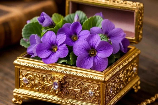 Шкатулка с глоксиниями.