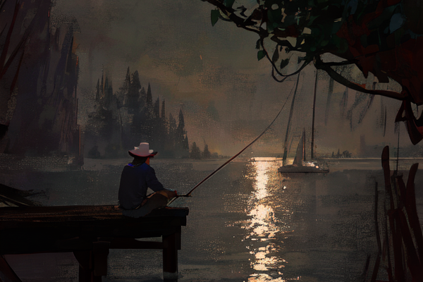 Fishing under the stars.