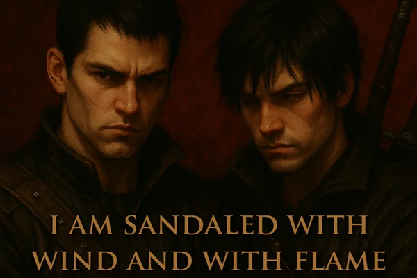 i am sandaled with wind and with flame