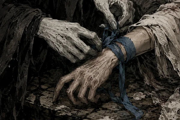 Голубая лента не тонет в чёрной воде