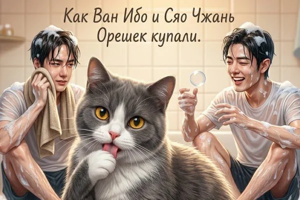 Как Ван Ибо и Сяо Чжань Орешек купали
