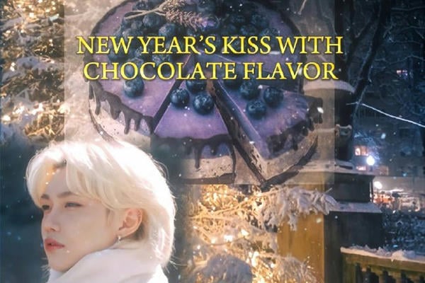 New Year`s kiss with chocolate flavor