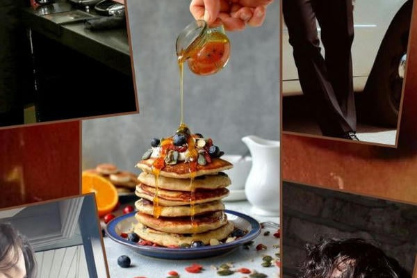 Pancakes with maple syrup.